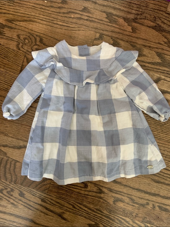 Tartine et Chocolat Other - Tartine et Chocolat Light Blue and White Gingham Ruffle Collar Top